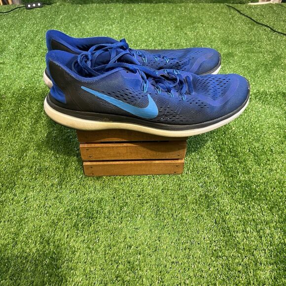 Mens Blue/White Nike 2017 RN Lace Up Sneaker Shoes Mens Size 15 Used 898457-402 - Picture 1 of 6